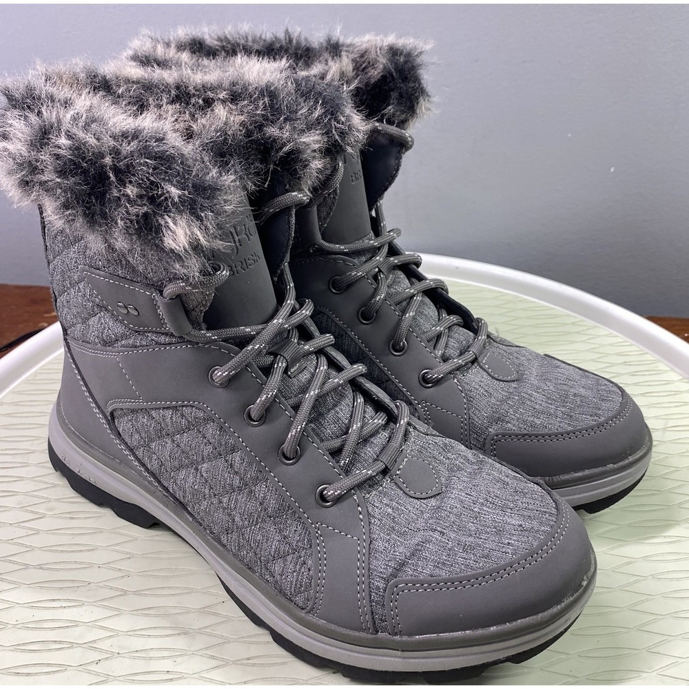 Ryka Brisk Womens Water Repellent,Quilted Winter Ankle Boots Gray Sz. 7.5 M EUC